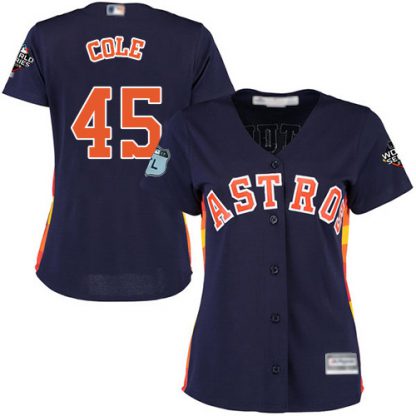 Houston Astros #45 Gerrit Cole Navy Blue Alternate 2019 World Series Bound Women's Stitched MLB Jersey