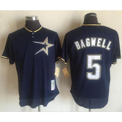 Mitchell And Ness 1997 Houston Astros #5 Jeff Bagwell Navy Blue Throwback Stitched MLB Jersey