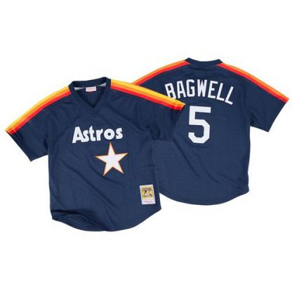 Mitchell And Ness 1991 Houston Astros #5 Jeff Bagwell Navy Blue Throwback Stitched MLB Jersey