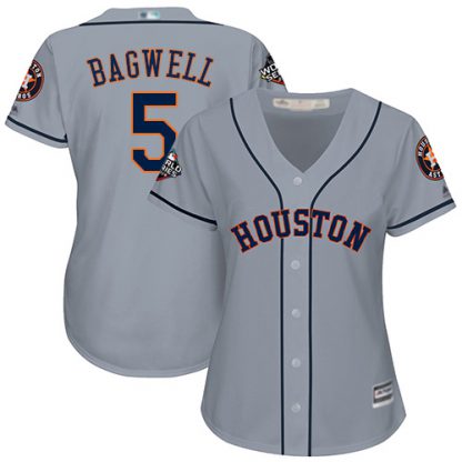 Houston Astros #5 Jeff Bagwell Grey Road 2019 World Series Bound Women's Stitched MLB Jersey