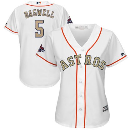 Houston Astros #5 Jeff Bagwell White 2018 Gold Program Cool Base Women's Stitched MLB Jersey