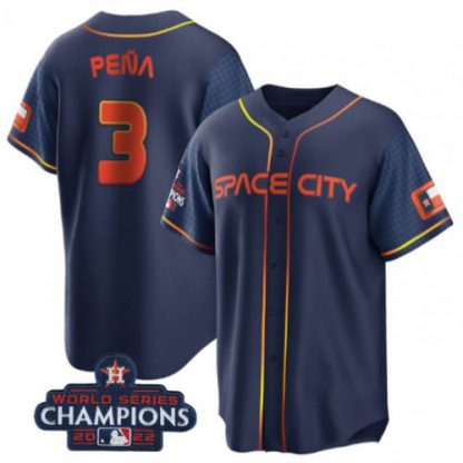 Houston Houston Astros #3 Jeremy Pena Navy 2022 World Series Champions City Connect Stitched Men's Nike MLB Jersey