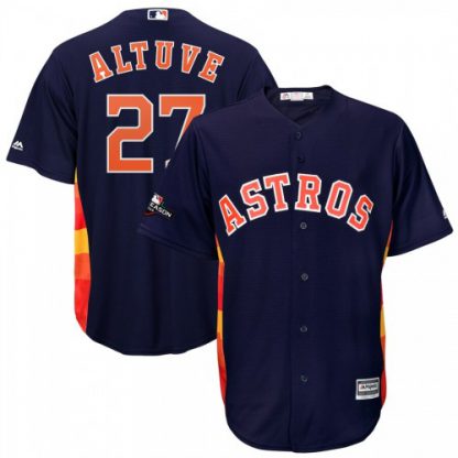 Houston Houston Astros #27 Jose Altuve Majestic 2019 Postseason Official Cool Base Player Jersey Navy