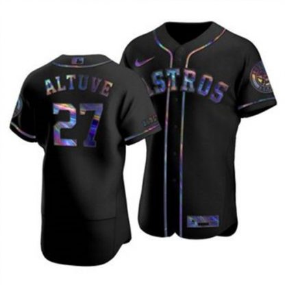 Houston Houston Astros #27 Jose Altuve Men's Nike Iridescent Holographic Collection MLB Jersey - Black