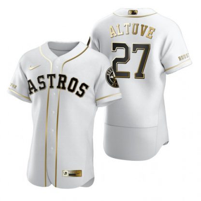 Houston Houston Astros #27 Jose Altuve White Nike Men's Authentic Golden Edition MLB Jersey