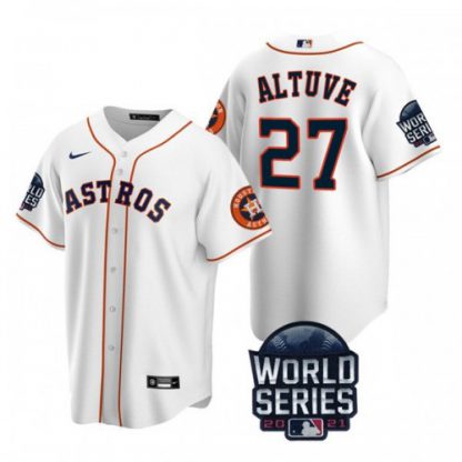 Houston Houston Astros #27 Jose Altuve Men's Nike 150th Anniversary 2021 World Series Game MLB Jersey - White