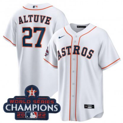 Houston Houston Astros #27 Jose Altuve White 2022 World Series Champions Home Stitched Men's Nike MLB Jersey