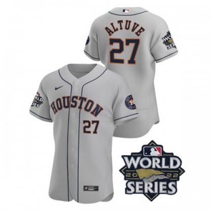 Houston Houston Astros #27 Jose Altuve Men's Nike 150th Anniversary 2022 World Series Authentic MLB Jersey - Gray