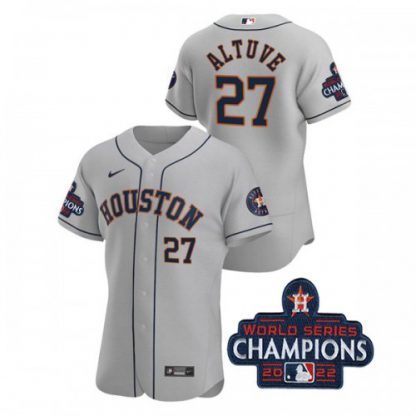 Houston Houston Astros #27 Jose Altuve Men's Nike 150th Anniversary 2022 World Series Authentic MLB Jersey - Gray