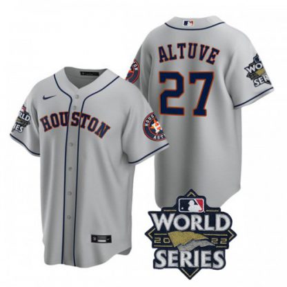 Houston Houston Astros #27 Jose Altuve Men's Nike 150th Anniversary 2022 World Series Game MLB Jersey - Gray