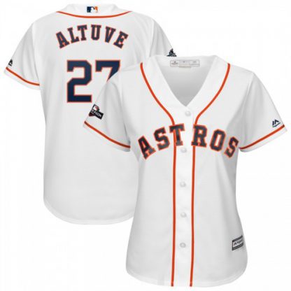Houston Houston Astros #27 Jose Altuve Majestic Women's 2019 Postseason Official Cool Base Player Jersey White