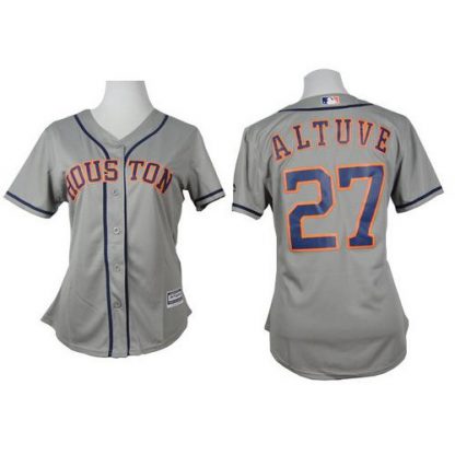Houston Astros #27 Jose Altuve Grey Road Women's Stitched MLB Jersey