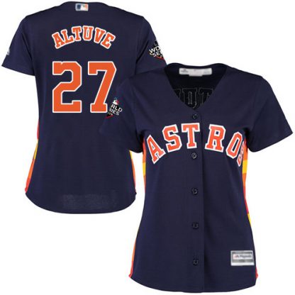 Houston Astros #27 Jose Altuve Navy Blue Alternate 2019 World Series Bound Women's Stitched MLB Jersey