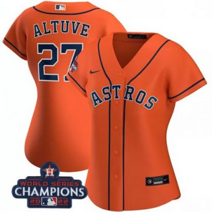 Houston Houston Astros #27 Jose Altuve Orange 2022 World Series Champions Cool Base Stitched Men's Nike MLB Jersey