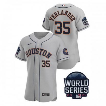 Houston Houston Astros #35 Justin Verlander  Men's Nike 150th Anniversary 2021 World Series Authentic MLB Jersey - Gray