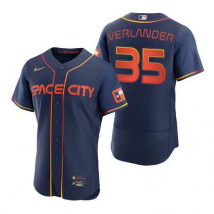 Houston Houston Astros #35 Justin Verlander Navy Men's Nike Authentic 2022 City Connect MLB Jersey