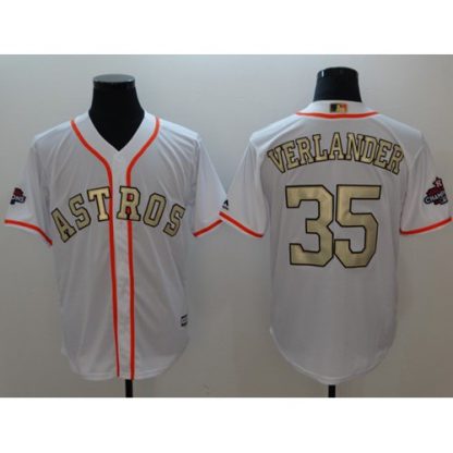 Houston Astros #35 Justin Verlander White 2017 World Series Champions Gold Program Cool Base Stitched MLB Jersey