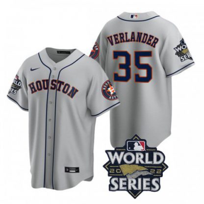 Houston Houston Astros #35 Justin Verlander Men's Nike 150th Anniversary 2022 World Series Game MLB Jersey - Gray