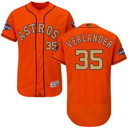 Houston Astros #35 Justin Verlander Orange FlexBase Authentic 2018 Gold Program Cool Base Stitched MLB Jersey