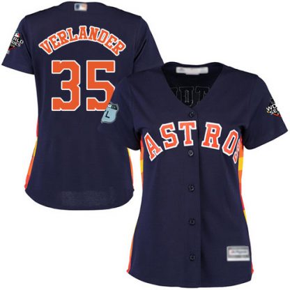 Houston Astros #35 Justin Verlander Navy Blue Alternate 2019 World Series Bound Women's Stitched MLB Jersey