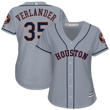 Houston Astros #35 Justin Verlander Grey Road Women's Stitched MLB Jersey