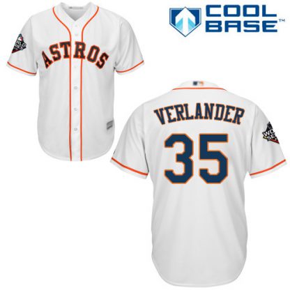 Houston Astros #35 Justin Verlander White Cool Base 2019 World Series Bound Stitched Youth MLB Jersey