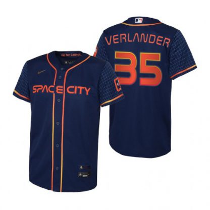 Houston Houston Astros #35 Justin Verlander Navy Youth Nike 2022 City Connect Replica MLB Jersey