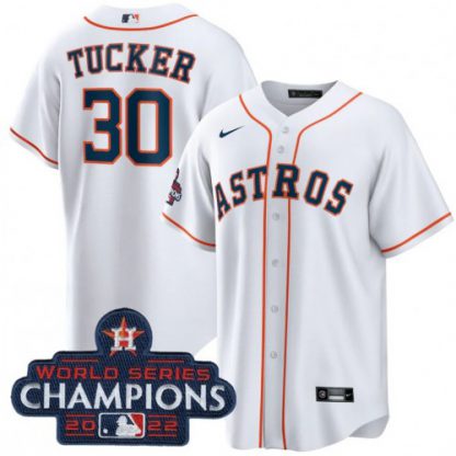 Houston Houston Astros #30 Kyle Tucker White 2022 World Series Champions Home Stitched Men's Nike MLB Jersey