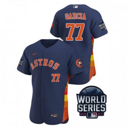 Houston Houston Astros #77 Luis Garcia Men's Nike 150th Anniversary 2021 World Series Authentic MLB Jersey - Navy