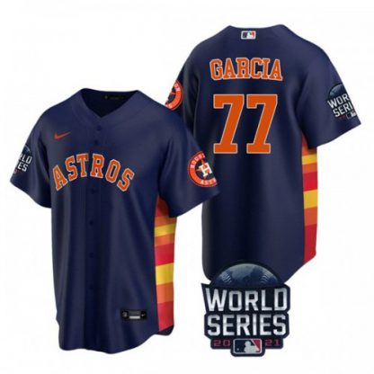 Houston Houston Astros #77 Luis Garcia Men's Nike 150th Anniversary 2021 World Series Game MLB Jersey - Navy