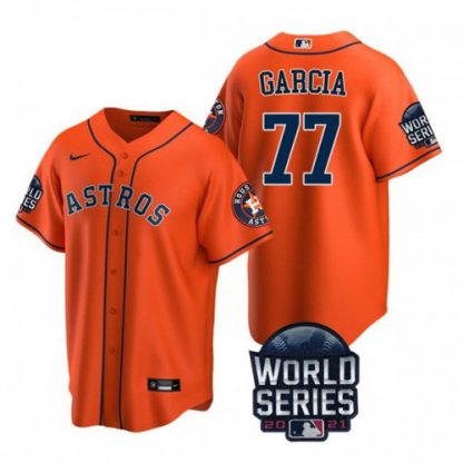 Houston Houston Astros #77 Luis Garcia Men's Nike 150th Anniversary 2021 World Series Game MLB Jersey - Orange