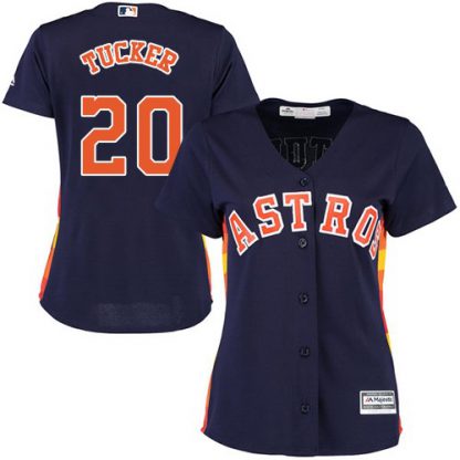 Houston Astros #20 Preston Tucker Navy Blue Alternate Women's Stitched MLB Jersey