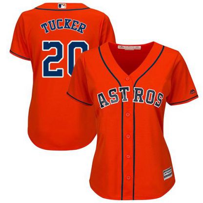 Houston Astros #20 Preston Tucker Orange Alternate Women's Stitched MLB Jersey