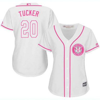 Houston Astros #20 Preston Tucker White/Pink Fashion Women's Stitched MLB Jersey