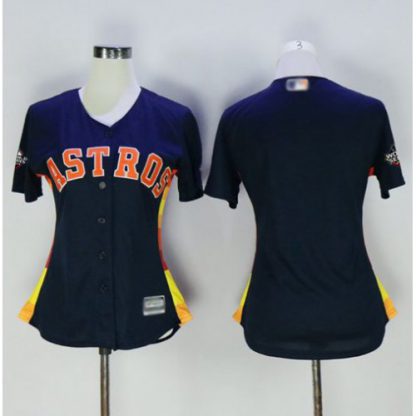 Houston Astros Blank Navy Blue Alternate 2019 World Series Bound Women's Stitched MLB Jersey