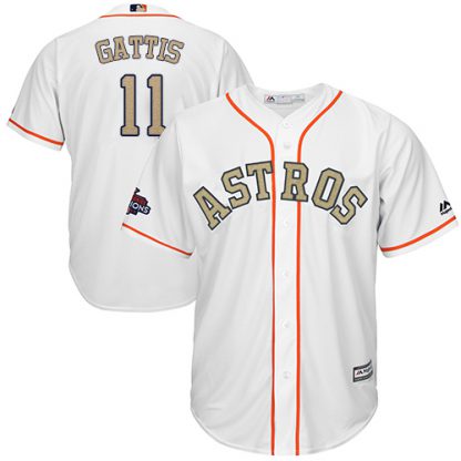 Houston Astros #11 Evan Gattis White 2018 Gold Program Cool Base Stitched Youth MLB Jersey
