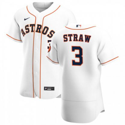 Houston Houston Astros #3 Myles Straw Men's Nike White Home 2020 Authentic Player MLB Jersey