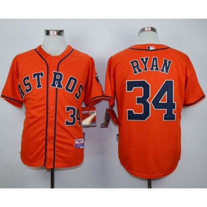 Houston Astros #34 Nolan Ryan Orange Cool Base Stitched MLB Jersey