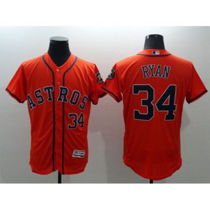 Houston Astros #34 Nolan Ryan Orange Flexbase Authentic Collection Stitched MLB Jersey