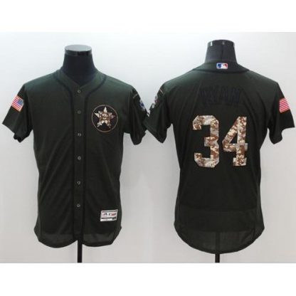 Houston Astros #34 Nolan Ryan Green Flexbase Authentic Collection Salute to Service Stitched MLB Jersey