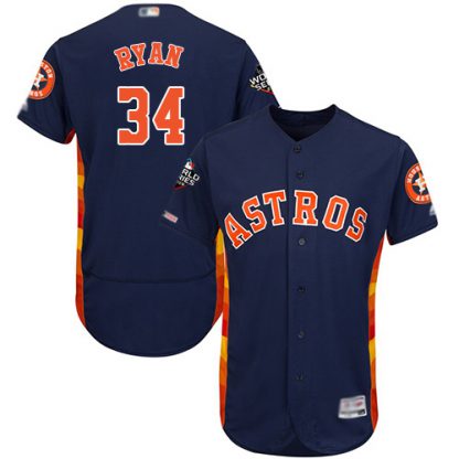 Houston Astros #34 Nolan Ryan Navy Blue Flexbase Authentic Collection 2019 World Series Bound Stitched MLB Jersey
