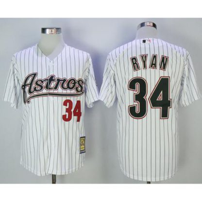 Houston Astros #34 Nolan Ryan White Strip 2000 Turn Back The Clock Stitched MLB Jersey