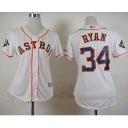 Houston Astros #34 Nolan Ryan White Home 2019 World Series Bound Women's Stitched MLB Jersey