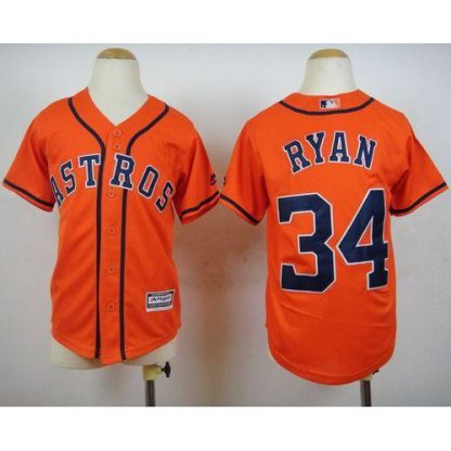 Houston Astros #34 Nolan Ryan Orange Cool Base Stitched Youth MLB Jersey