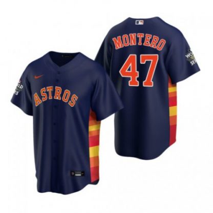 Houston Houston Astros #47 Rafael Montero Men's Nike 2021 World Series Game MLB Jersey - Navy