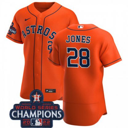 Houston Houston Astros #28 Taylor Jones Orange 2022 World Series Champions Orange Alternate Authentic Team MLB Jersey