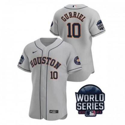 Houston Houston Astros #10 Yuli Gurriel Men's Nike 150th Anniversary 2021 World Series Authentic MLB Jersey - Gray