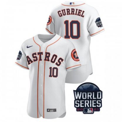 Houston Houston Astros #10 Yuli Gurriel Men's Nike 150th Anniversary 2021 World Series Authentic MLB Jersey - White