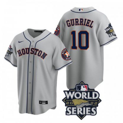 Houston Houston Astros #10 Yuli Gurriel Men's Nike 150th Anniversary 2022 World Series Game MLB Jersey - Gray