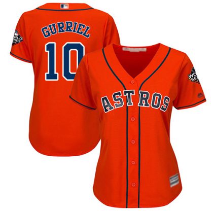 Houston Astros #10 Yuli Gurriel Orange Alternate 2019 World Series Bound Women's Stitched MLB Jersey